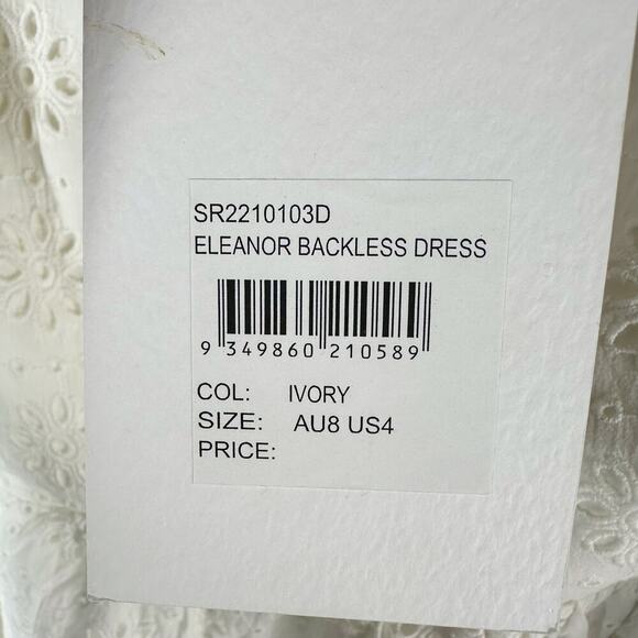 Significant Other Eleanor Eyelet Cut Out Backless Midi Dress Size US 4 Ivory - Picture 6 of 15